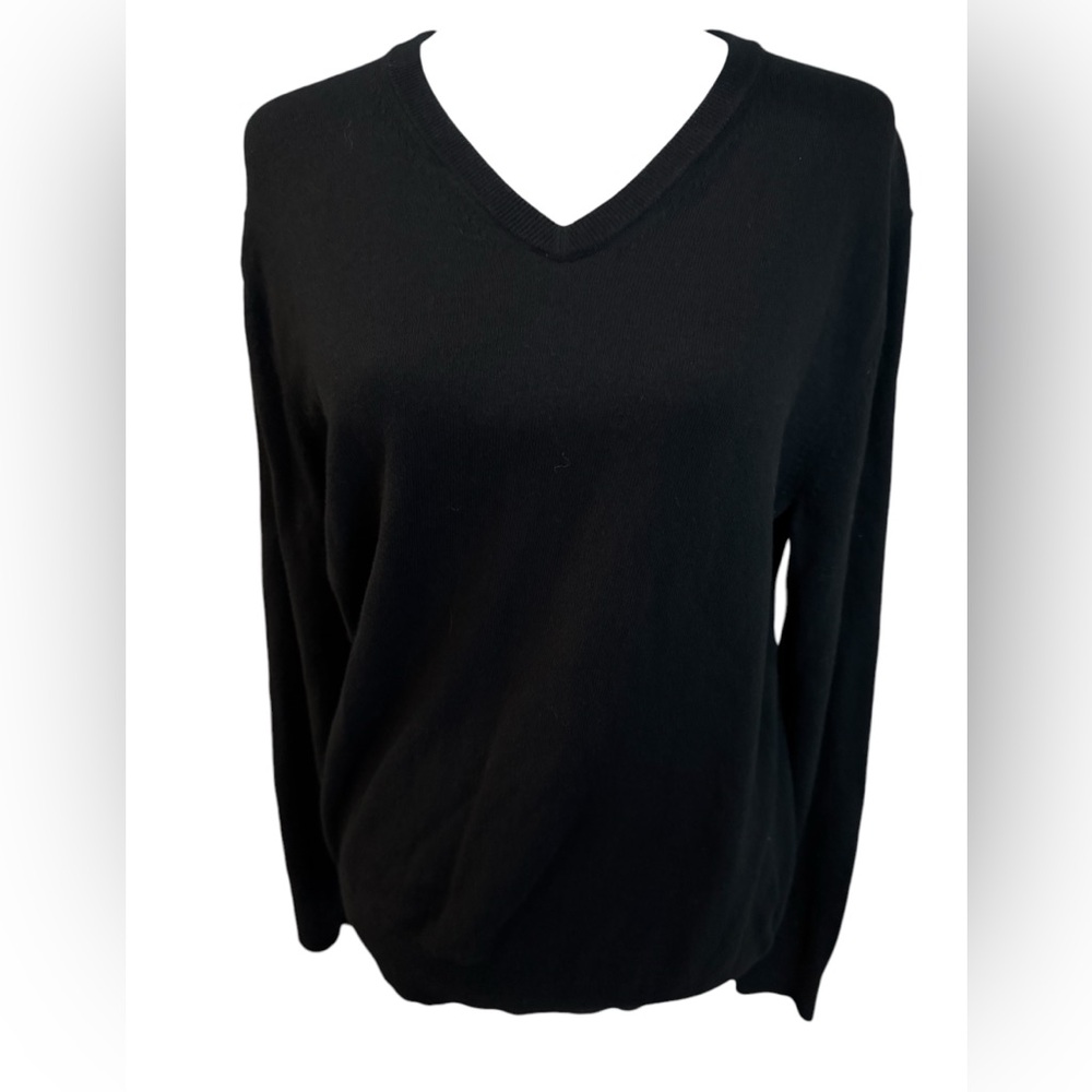 Banana Republic silk cashmere blend vneck long sleeve sweater black sz Medium